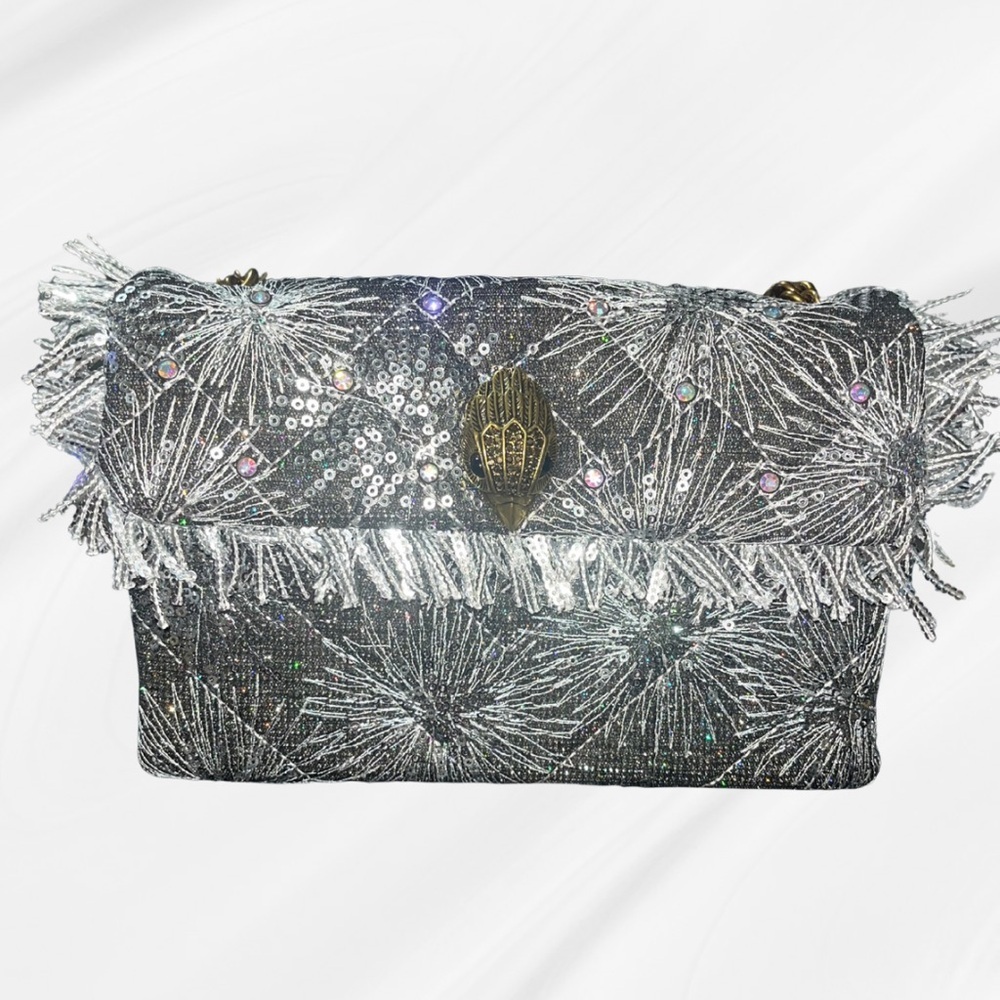 Kurt Geiger Silver Embellished Chain Shoulder Bag - Picture 2 of 15